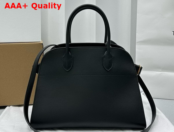 The Row Soft Margaux 12 Bag in Black Smooth Saddle Leather Replica