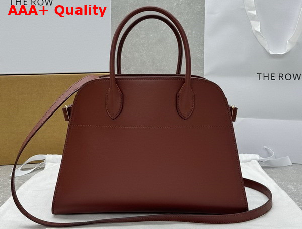 The Row Soft Margaux 12 Bag in Brick Smooth Saddle Leather Replica