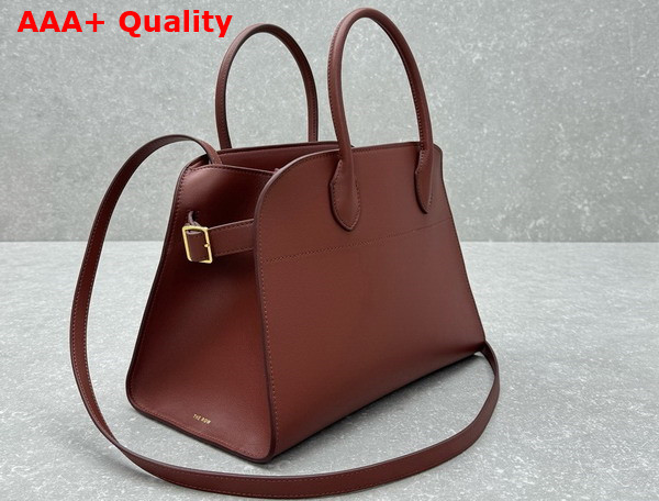 The Row Soft Margaux 12 Bag in Brick Smooth Saddle Leather Replica