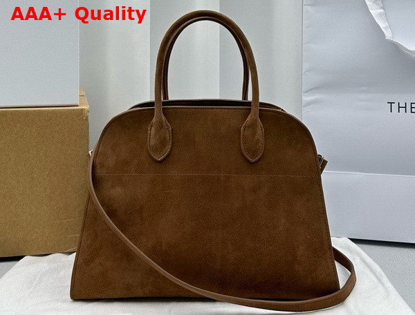 The Row Soft Margaux 12 Bag in Brown Suede Leather Replica