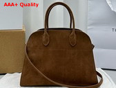 The Row Soft Margaux 12 Bag in Brown Suede Leather Replica