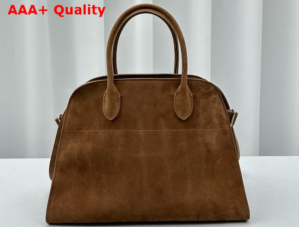 The Row Soft Margaux 12 Bag in Brown Suede Leather Replica