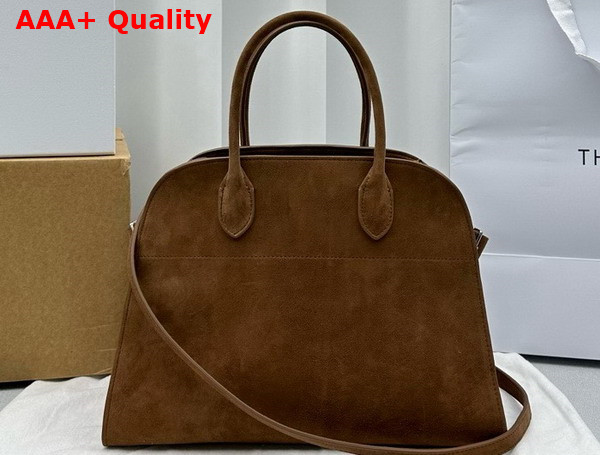 The Row Soft Margaux 12 Bag in Brown Suede Leather Replica