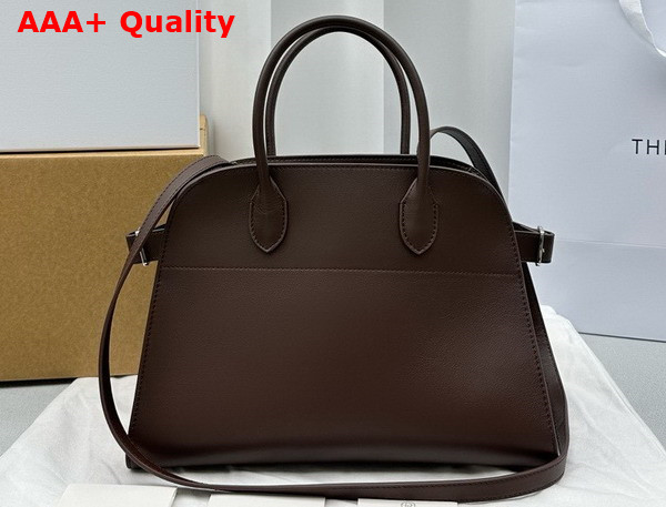 The Row Soft Margaux 12 Bag in Chocolate Smooth Saddle Leather Replica