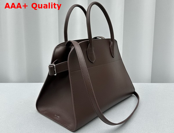 The Row Soft Margaux 12 Bag in Chocolate Smooth Saddle Leather Replica