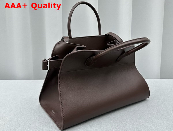 The Row Soft Margaux 12 Bag in Chocolate Smooth Saddle Leather Replica