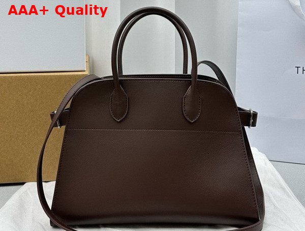 The Row Soft Margaux 12 Bag in Chocolate Smooth Saddle Leather Replica