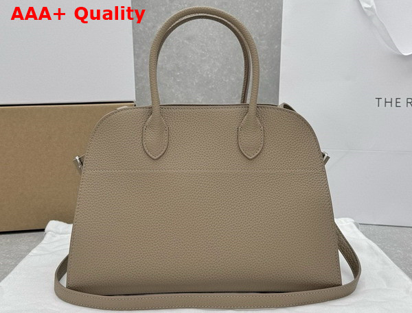 The Row Soft Margaux 12 Bag in Dark Taupe Grained Calfskin Leather Replica