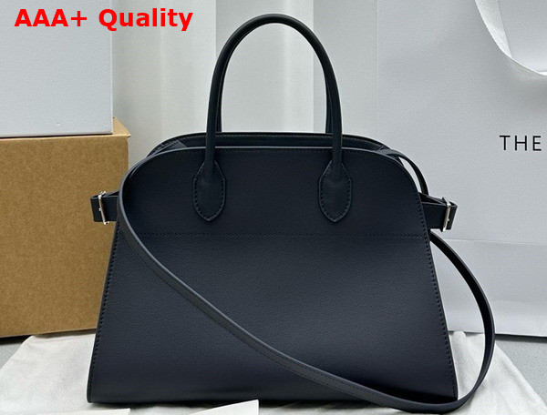 The Row Soft Margaux 12 Bag in Midnight Blue Smooth Saddle Leather Replica