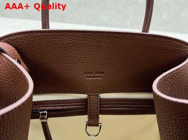 The Row Soft Margaux 12 Bag in Mocha Brown Grained Calfskin Leather Replica