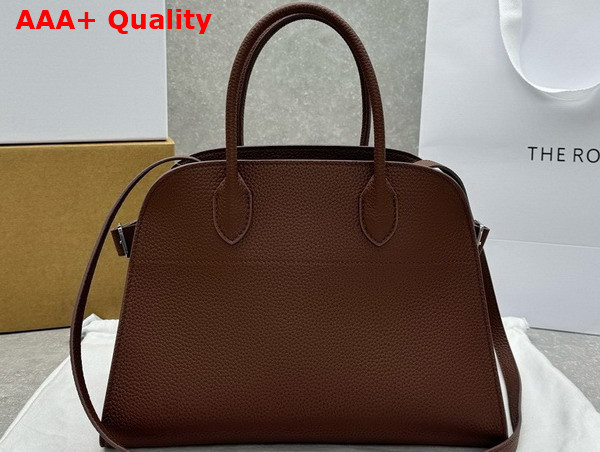 The Row Soft Margaux 12 Bag in Mocha Brown Grained Calfskin Leather Replica