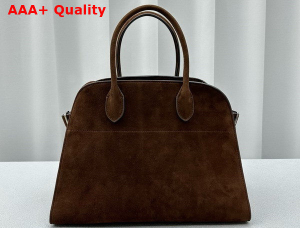 The Row Soft Margaux 12 Bag in Moncha Suede Leather Replica