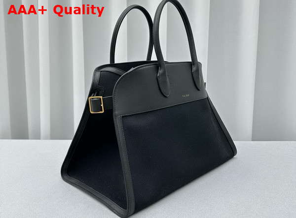 The Row Soft Margaux 15 Bag in Black Canvas and Leather Replica