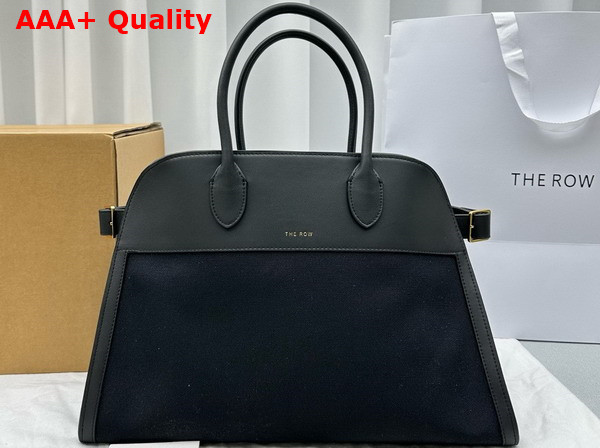 The Row Soft Margaux 15 Bag in Black Canvas and Leather Replica