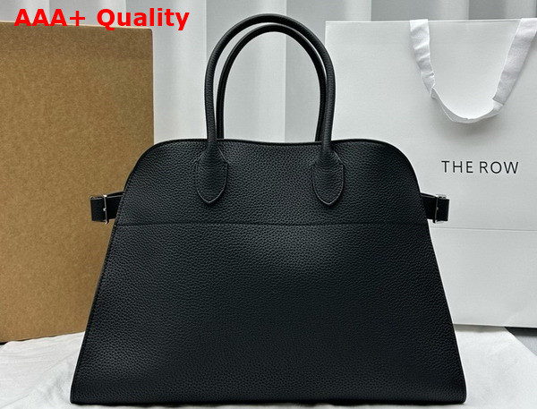 The Row Soft Margaux 15 Bag in Black Grained Calfskin Leather Replica