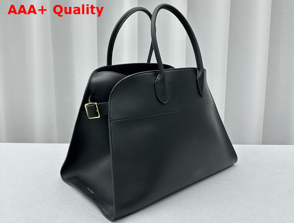 The Row Soft Margaux 15 Bag in Black Smooth Saddle Leather Replica