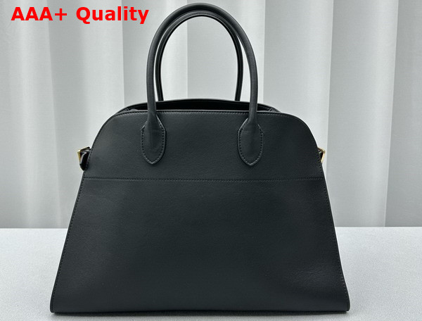 The Row Soft Margaux 15 Bag in Black Smooth Saddle Leather Replica