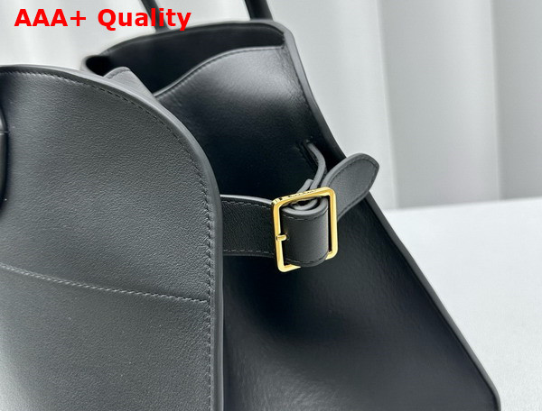 The Row Soft Margaux 15 Bag in Black Smooth Saddle Leather Replica