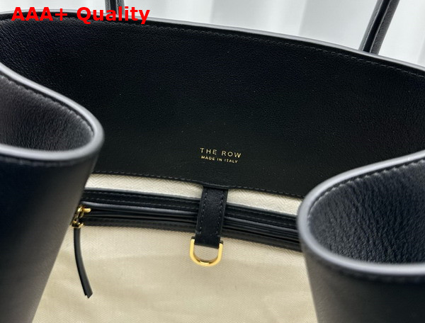 The Row Soft Margaux 15 Bag in Black Smooth Saddle Leather Replica