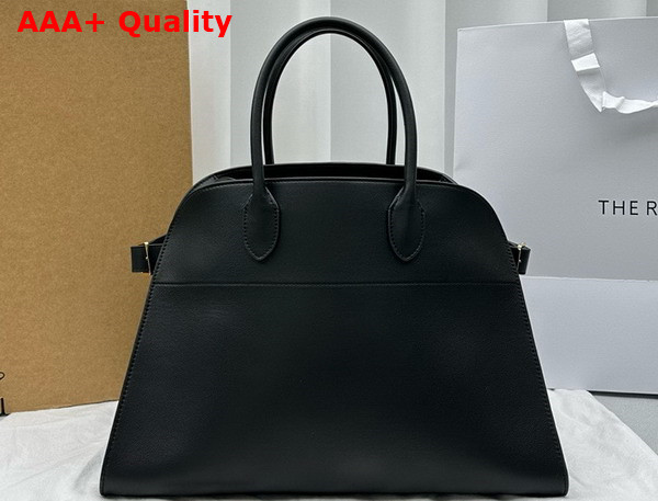 The Row Soft Margaux 15 Bag in Black Smooth Saddle Leather Replica