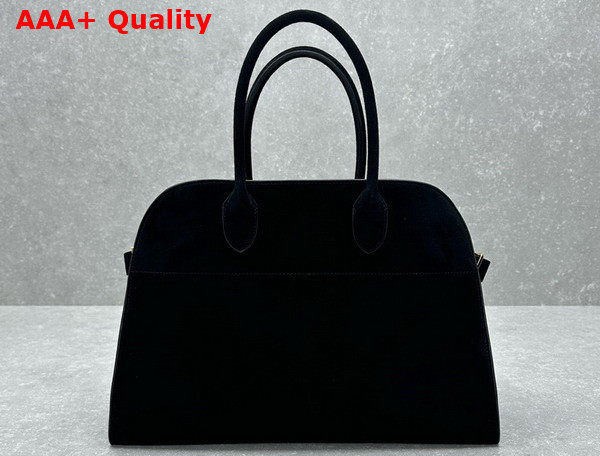 The Row Soft Margaux 15 Bag in Black Suede Leather Replica