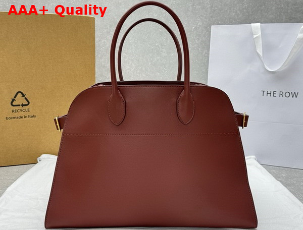 The Row Soft Margaux 15 Bag in Brick Smooth Saddle Leather Replica