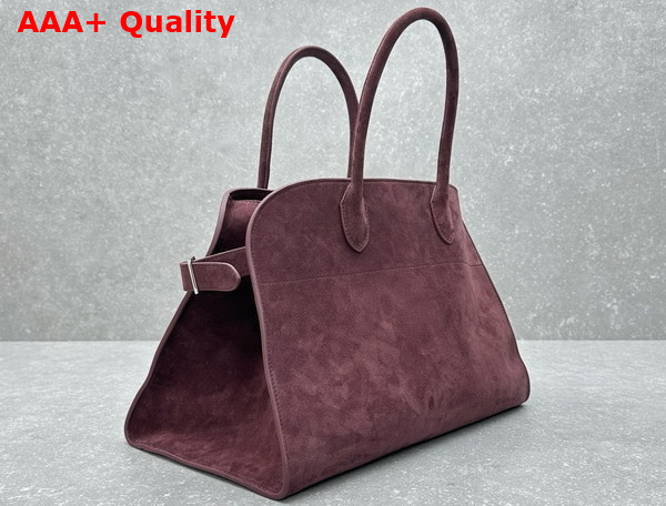 The Row Soft Margaux 15 Bag in Burgundy Suede Leather Replica