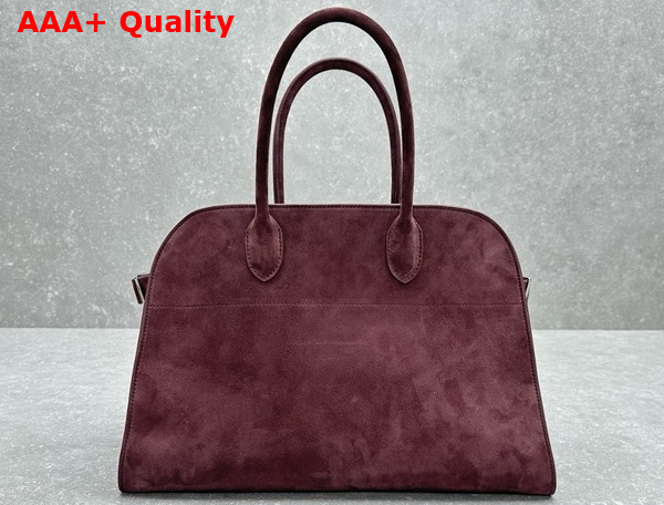 The Row Soft Margaux 15 Bag in Burgundy Suede Leather Replica