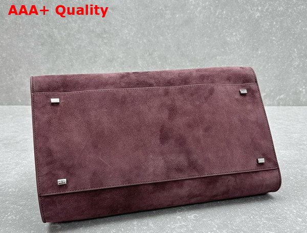 The Row Soft Margaux 15 Bag in Burgundy Suede Leather Replica