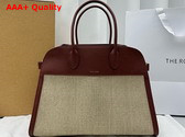 The Row Soft Margaux 15 Bag in Canvas and Leather Natural and Amaranto Replica