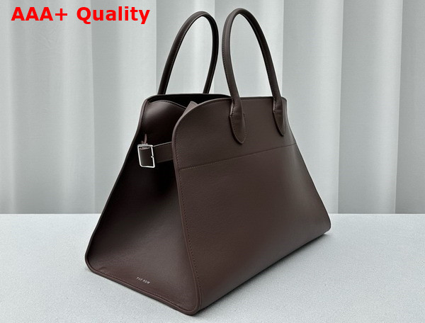 The Row Soft Margaux 15 Bag in Chocolate Smooth Saddle Leather Replica