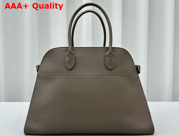 The Row Soft Margaux 15 Bag in Elephant Grey Grained Calfskin Leather Replica