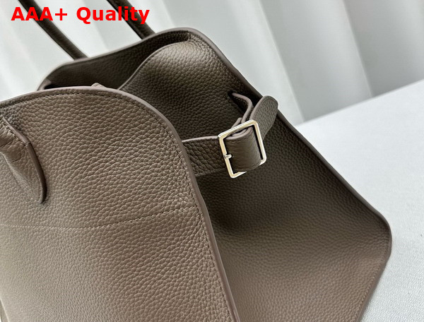 The Row Soft Margaux 15 Bag in Elephant Grey Grained Calfskin Leather Replica