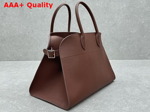 The Row Soft Margaux 15 Bag in Mocha Brown Grained Calfskin Leather Replica