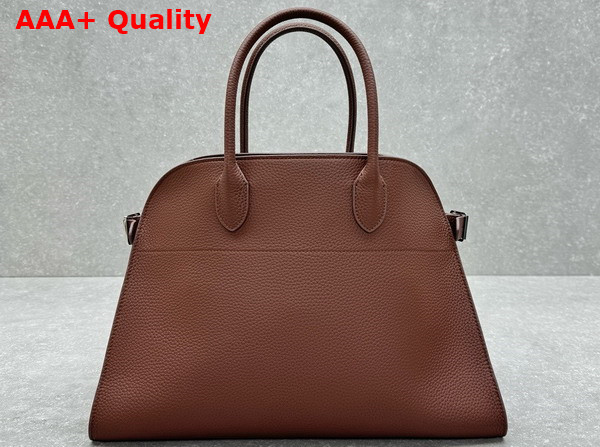 The Row Soft Margaux 15 Bag in Mocha Brown Grained Calfskin Leather Replica