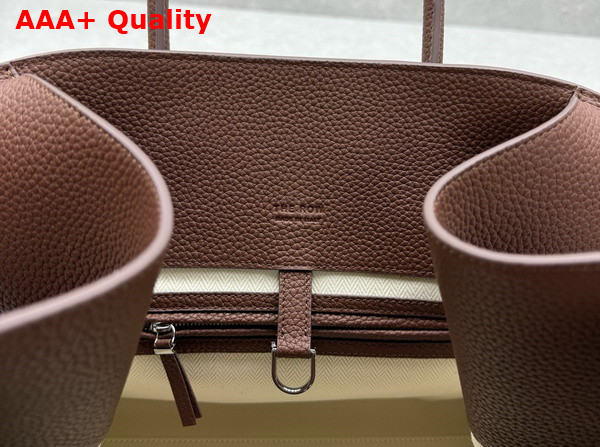 The Row Soft Margaux 15 Bag in Mocha Brown Grained Calfskin Leather Replica