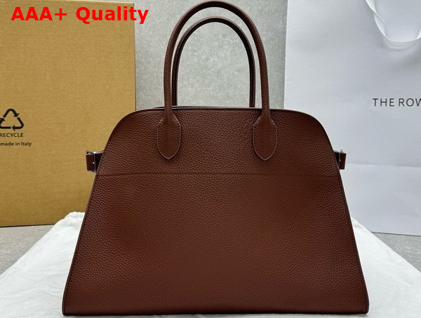 The Row Soft Margaux 15 Bag in Mocha Brown Grained Calfskin Leather Replica