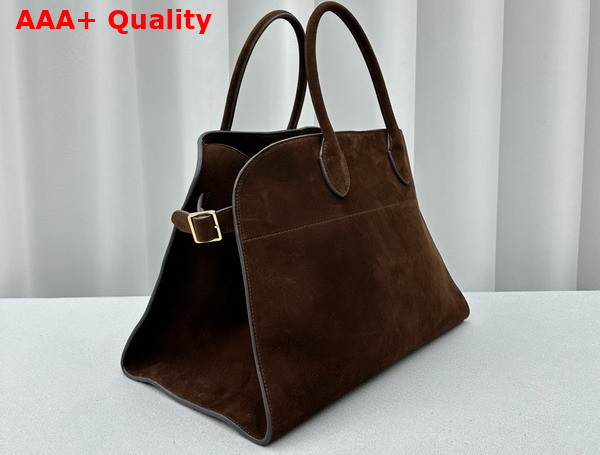 The Row Soft Margaux 15 Bag in Mocha Suede Leather Replica