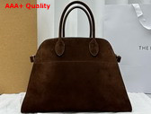 The Row Soft Margaux 15 Bag in Mocha Suede Leather Replica