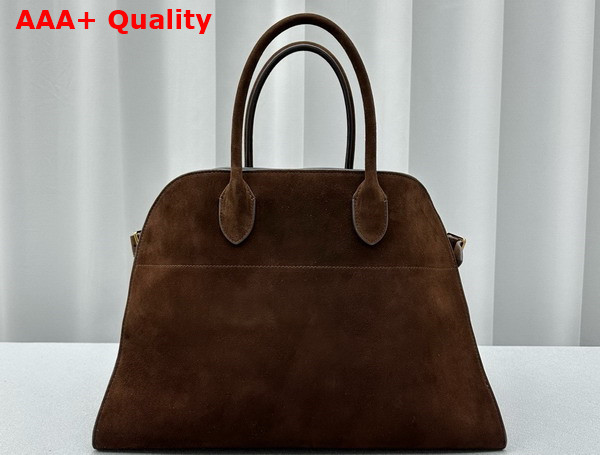 The Row Soft Margaux 15 Bag in Mocha Suede Leather Replica