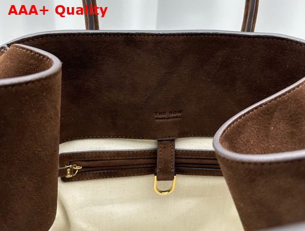 The Row Soft Margaux 15 Bag in Mocha Suede Leather Replica