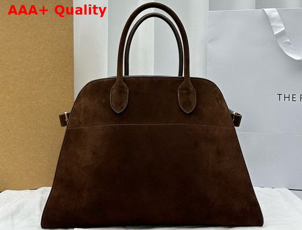 The Row Soft Margaux 15 Bag in Mocha Suede Leather Replica