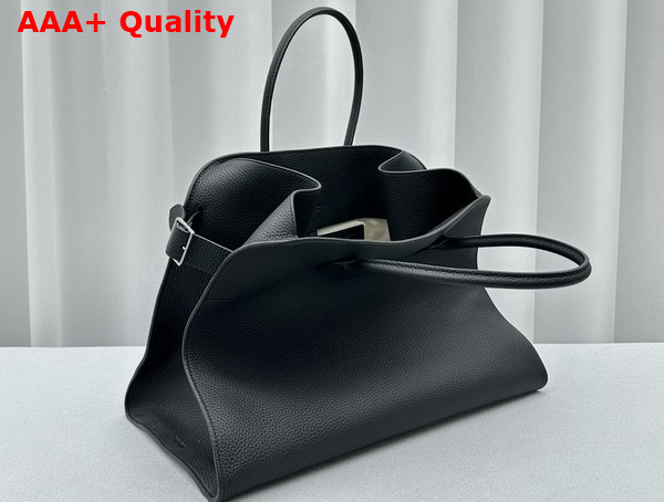 The Row Soft Margaux 17 Bag in Black Grained Calfskin Replica