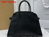 The Row Soft Margaux 17 Bag in Black Polished Saddle Leather Replica