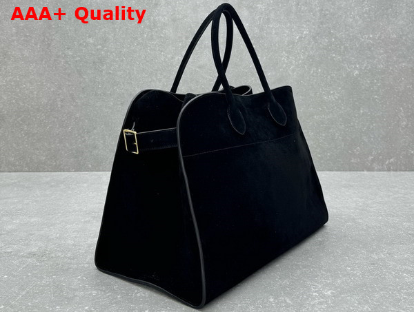 The Row Soft Margaux 17 Bag in Black Suede Replica