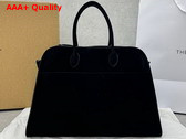 The Row Soft Margaux 17 Bag in Black Suede Replica