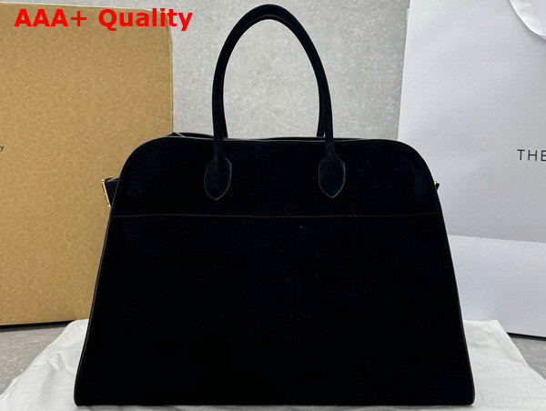 The Row Soft Margaux 17 Bag in Black Suede Replica