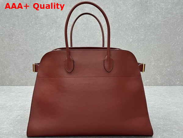 The Row Soft Margaux 17 Bag in Brick Polished Saddle Leather Replica