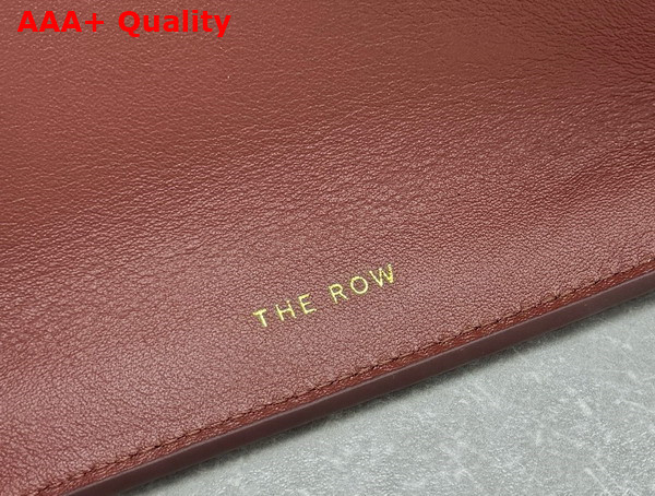 The Row Soft Margaux 17 Bag in Brick Polished Saddle Leather Replica