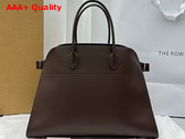 The Row Soft Margaux 17 Bag in Chocolate Polished Saddle Leather Replica